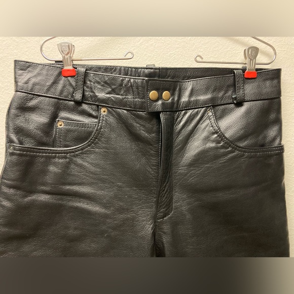Men’s Sz 34x32 Authentic Leather Skinny Moto Punk Jeans Pants - Picture 2 of 7